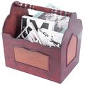 Vintiquewise Handcrafted Decorative Wooden Magazine Rack with Handle QI003044